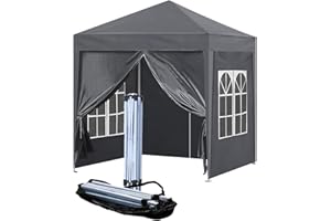 TUKAILAI Pavillon 2x2m Wasserdicht Stabil Winterfest mit 4 Seitenteilen, Pop-up Faltpavillon Höhenverstellbar, UV Schutz 50+, Faltbar Gartenzelt Partyzelt, Pavillion mit Tragetasche