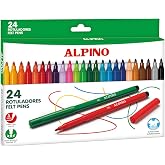Alpino 24 Bright Colors Markers | 3mm Strong Tip Marker for Coloring | | School supplies for drawing and coloring, durable lo