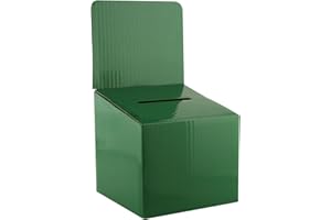 MY CHARITY BOXES MCB - Medium Cardboard Box - Ballot Box - Suggestion Box - Raffle Box - Ticket Box - with Removable Header for Tabletop Use (5 Pack, Green)