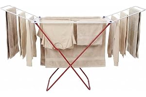 ECVV Large Clothes Dryer, 180cm Collapsible Cloth Drying Rack Stand with Heavy-Duty Metal Frame, Space-Saving Indoor Outdoor Air Dryer for Bedding Towel Clothing Blue/Red Random Color