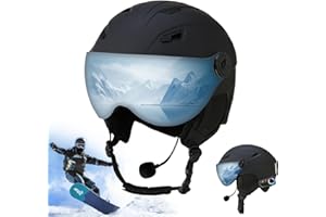 HPLSZCN Casco de Esquí para Adultos con Visor Panorámico Antivaho, Ventilación Ajustable, Interior Desmontable y Calefactable, Certificado para Esquímo