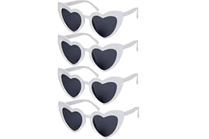 WOWTLMY 4 Pack Vintage Heart Shaped Sunglasses White Sunglasses For Women Cat Eye Ladies Fashion Retro Eyeglasses, Vintage Love Heart Eyeglasses for Protection Eyewear