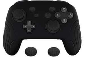 PlayVital Skydd Fodral Ergonomiskt för Nintendo Switch Pro Controller | Mjukt Silikon Skyddande för Switch Pro med Joystickhölje Anti-Slip Cover Case för Switch Pro-Svart(Samurai Edition)