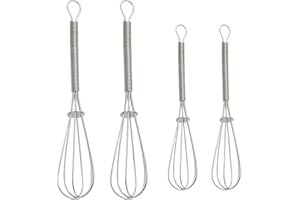 LMOGWL 4 pezzi mini miscelatore da cucina in acciaio inox, miscelatore manuale, miscelatore portatile, miscelatore a filo grosso, adatto per la miscelazione, uova, salse, grande 2/piccolo 2 (argento)