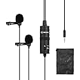 Dual Level Microphone for Smartphone Camera,157 Inch/4m BOYA BY-M1DM Dual-Head Lapel Mics with 1/8 Plug Adapter