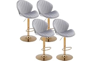 chairus Lot de 4 Tabourets de Bar Pivotants en Velours Hauteur Réglable Tabourets Hauts sans accoudoirs Ergonomique Tabourets de Comptoir (Gris(Velours)-4)