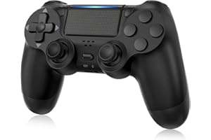 VEAXJOY Wireless Controller for PS4/Pro/Window PC - Enhanced Gamepad with Double Motor Shock/Remote Joystick/Audio/Touch pad(Black)