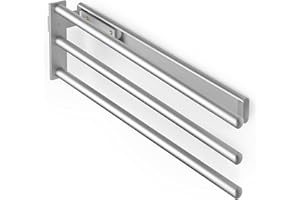 Emuca - Wysuwany wieszak na ręczniki, 3 ramiona, 440 mm, aluminium, matowy anodowany