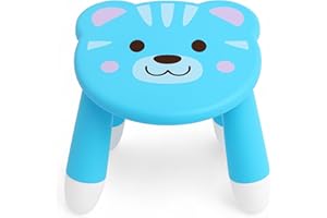 MIJOMA Taburete infantil con diseño de animales – Taburete antideslizante de polipropileno, 23 x 22 x 23 cm, ligero, estable e ideal para la habitación de los niños (tigre)