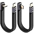 Leehitech 2×13CM 240W USB C to USB C Short Cable, 40Gbps Data Transfer Right Angle Thunderbolt 4 Cable, 48V/5A Safe Charging 8K@60Hz Display for iPhone 16/15, Macbook, iPad Pro,Samsung Galaxy S24
