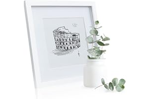 Classic by Casa Chic - Quadratischer Bilderrahmen - Weiß - 30x30 cm - mit bruchfestem Sicherheitsglas - mit Passepartout für 19,5 x 19,5 cm Foto - Rahmenbreite 2cm