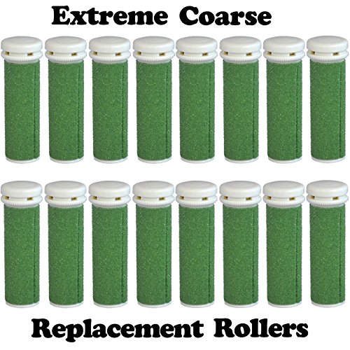 The Pedi Store EXTREME Coarse Micro Mineral Replacement Rollers Compatible with Emjoi Micro-Pedi Callous Remover for Extremely Rough and Tough Calluses (16 pack)