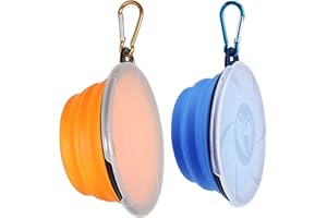 DCAS 2-Stück Auslaufsichere Hundenäpfe Set, Faltbar Reisenapf Napf, Tragbare Hundenäpfe Silikon, Mit Karabiner, 450 Ml und 1000 Ml, Geeignet für Reisen, Heimgebrauch