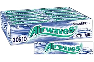 AIRWAVES - Chewing-gum Menthol Extrême sans sucres - Grand format contenant 30 paquets de 10 dragées - 420g