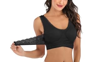 ASKSA Femmes sans Couture Dentelle Yoga Fitness Soutiens-Gorge de Sport Bustier Soutien-Gorge en Dentelle Croix Avant Boucle D'entraînement Entraînement Extensible