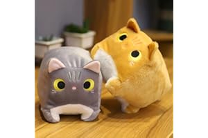 BAKERMICHE Süßes quadratisches Katzenspielzeug umarmendes Katzen Kuscheltier Kissen Kawaii Kätzchen Tasche Plüschpuppe weiches Anime Haustier Kissen Plüsch Stofftier Baumwolle Plüschtier Kissen Dekokissen