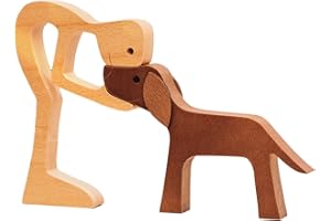 Pawfect House Wooden Pet Carvings, Whimsical Statues Home Decor, Handmade Man and Dog Figurine, Statue Home Decorations, Wooden Carved Dog, Shelf Decor, Birthday Gifts for Pet Lovers