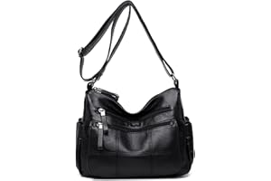 SACMILL Soft Ladies Leather Crossbody Bags Girls Lightweight Shoulder Handbags for Women Multi-Pocket with Adjustable Shoulder Strap