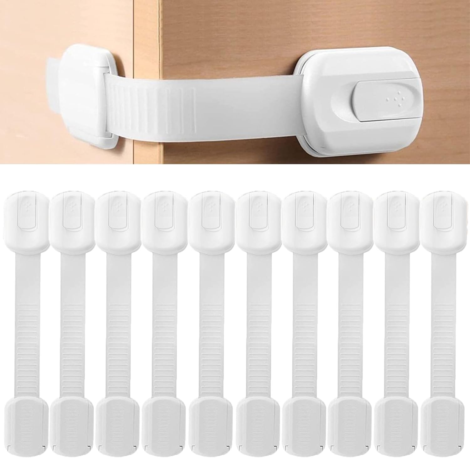 Fhlbestyu Cierre Seguridad Cajones Bebe 10/8 Seguridad Cajones Bebe, Seguro Puertas Bebe, Seguridad Puertas Niños Bloqueo de Seguridad con Ajustable, sin Taladrar con Adhesivo Fuerte
