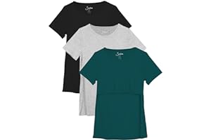 Sosolism 3-Pack Breastfeeding Tops Modal Maternity Nursing Tops Short Sleeve Nursing T-Shirt