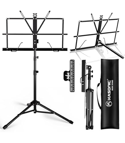 GEWA Leggio Nero - Regolabile In Altezza (63-125cm), Pieghevole, Peso 1.4kg - Per Musica E Lettura - Foto 4