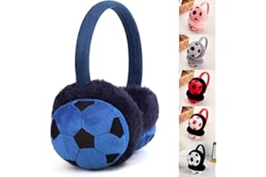 CONSTPROG Boys Girls Winter Warm Earmuffs Cute Cartoon Footballs Pattern Earmuff Soft Comfy Plush Earmuff Outdoor Thermal Ear Muffs Ear Warmers Protectors