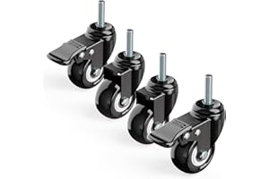 YUMYOLK 4 piezas 40mm ruedas para muebles Pesados con 2 Freno + Nueces - M8 x20mm rosca de goma suave TPE hilo Mini ruedas de muebles Adecuado para muebles