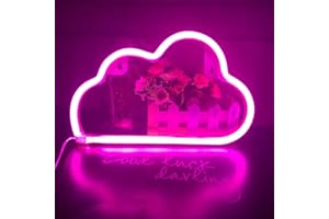 QIAOFEI Néon LED Cloud Sign Décor Léger, Décor Mural Pour Noël, Fête D'anniversaire, Chambre D'enfants, Salon, Décoration de Fête de Mariage (rosa)