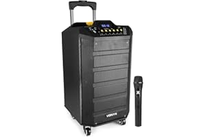 Vonyx VPS10 Portable PA System with a Wireless Microphones, 10-Inch Bluetooth Speaker - Ideal for Buskers, Events, and Presentations, Portable PA Speaker, Battery Powered PA System