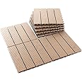 JILMAJ WPC Deck Tiles with Interlocking | Floor Decking Water Resistant Tile for Balcony, Terrace, Garden, Poolside | Quick Flooring Solution for Indoor/Outdoor 12 x 12 Inches Pack of (2)