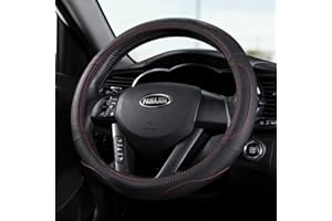 Pahajim Funda Volante de Cuero de Microfibra - Antideslizante, Transpirable, Durable, Curvas Deportivas - Cubierta Universal 38CM (Negro)