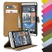 Produktbild EximMobile - Book Case Handyhülle für HTC One Max mit Kartenfächer in Gelb | Schutzhülle aus Kunstleder | Handytasche als Flip Case Cover | Handy Tasche | Etui Hülle Kunstledertasche