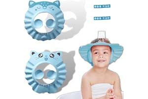 CUHZA Duschhaube Baby, 2 Stück Duschhaube Kinder, Kinder Shampoo Kappe, Weiche Einstellbare Baby Duschhaube, Verstellbare Tier-Form Baby Duschhaube von Augen und Ohren verwendet