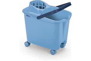 RAYEN Mery | Seau avec Essoreur, 14L, 4 Roues Pivotantes à 360º, Résistant et Pratique, Seau Essoreur Plastique, 25.5 x 39 x 36.5 cm, Bleu