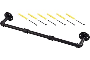 HOME COMPOSER Kleiderstange Wandmontage Schwarz 76cm, Klassische und Vintage Garderobenstange im Industrie-Design, bis zu 100 Kg/Meter Belastbar