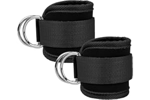 TIOAMY Ankle Straps Ankle Resistance Bands Wrist Cuffs Padded Straps Adjustable Fitness Glute Kickback D-Ring for Cable Machine Gym Foot Leg Training Brace Support 1 Pair