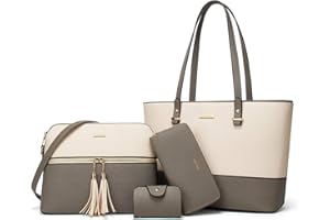 YTL Damen Handtasche Tote Shopper Groß Schultertasche Umhängetasche Geldbörse Kartenhalter Tasche 4-teiliges Set für Büro Schule Einkauf Reise Geschenk