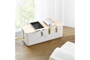 FIYSON Boîte Cache Câble Prise 30.2 x 12.5 x 11.5cm Boîte à Câbles avec Couvercle en Bois, Boîte de gestion des câbles,Cordon Multiprise Cache Boîte,Organisateur de câbles avec ventilation pour Ordinateur TV