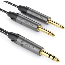 DeleyCON Audiokabel 3m – 3,5mm Klinke Stereo Auf 2x 6,3mm Mono, Y-Splitter Für Gitarre, Mixer & Mehr