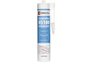 HAUSA Silicone sanitario HS100 trasparente, 310 ml, sigillante ad alta elasticità, per bagno, doccia, cucina, acetato impermeabile, in cartuccia per sigillatura e stuccatura
