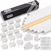 ODTA Cable Cover Race Track Set, 157 inch Cable Tray + 19 Pieces Connector, Paintable Cord Gi for Wall Mounted TV Kit