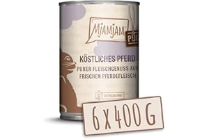 MjAMjAM - nourriture humide premium pour chats - pur plaisir de la viande - délicieux pur cheval, pack de 6 (6 x 400 g), sans céréales avec supplément de viande