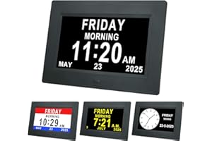 TMCC Dementia Clock Digital Day Calendar - 12 Alarm Options,Extra Large Non-Abbreviated Day & Month Memory Loss Clock for Vision Impaired, Elderly, Alzheimer, Good Gifts for People with Dementia