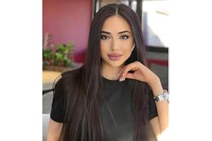 ‎MILDISO Perücke Damen Braun Lang Glatt Gerade Perücken für Frauen/Mädchen/Afro Natürliche Dunkle Wurzel Mittelteil Spitze Perücke Party/Kostüm Dunkelbraune Lace Front Wig ca.70cm/27zoll DE066C