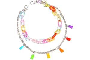 CHIPKART Multilayer Bear Resin Gummy Pendant Pocket Wallet Chain Hip Hop Butterfly Charm Jeans Belt Safety Pin Chain Waist Abdomen Chain Pants Woman Girl Jewelry J2305