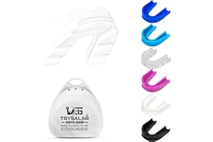 TrySalar Sports Premium Mouth Guard Slim Fit for Boxing Women Adult Mouldable Mouthpiece Boil and Bite Braces Gum Shield with Case MMA Hockey Rugby Basketball Judo Karate (White, Adult)