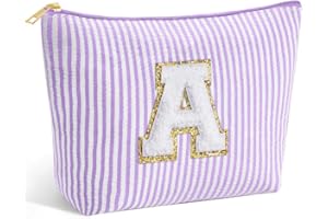 SEFORICO Personalized Make Up Bag - Birthday Gifts for Women Large Capacity A-Z Cosmetic Bags Preppy Makeup Bag Women's Portable Toiletry Bag