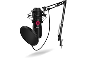 KROM KAPSULE – Micrófono de condensador USB con doble cápsula, patrón cardioide, filtro antipop y soporte antivibración para streaming, podcast y grabación – Negro