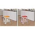 Nilkamal Plastic Stool for Living Room | 1 Year Warranty | Stackable Plastic Stool for Home, Living Room, Outdoor|Cream & Yellow Colour|STL23