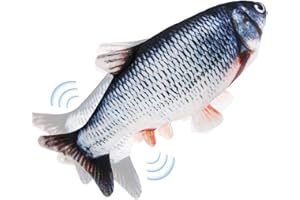 Nepfaivy Giocattolo Interattivo per Gatti, Pesce Elettrico con Erba Gatta, Simulazione Realistica del Pesce Che si Muove, Carpa